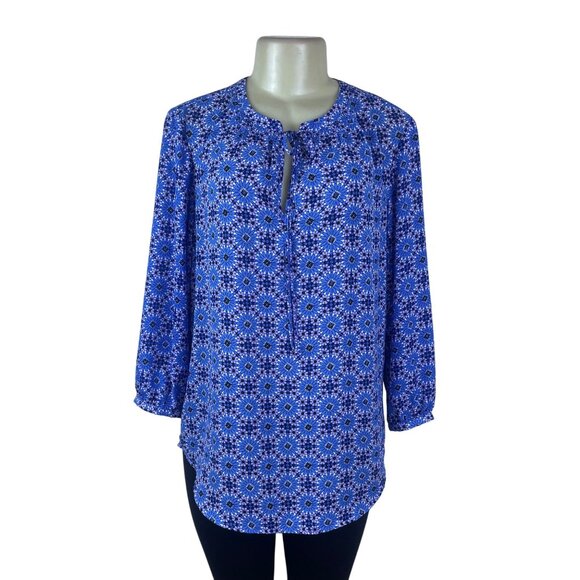 Banana Republic Womens Blue Floral-Print Long-Sleeve Blouse  Size S - Picture 1 of 6